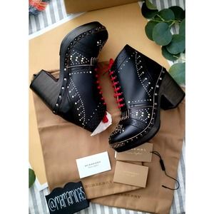Burberry Riveted Block Heel Clog Boots
